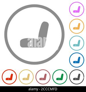 Réglage du siège d'auto icônes de couleur plate avec contours ronds sur fond blanc Illustration de Vecteur