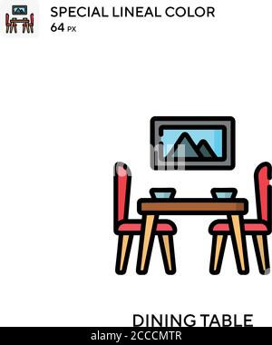 Table de salle à manger icône de couleur spéciale. Modèle de conception de symbole d'illustration pour élément d'interface utilisateur Web mobile. Pictogramme moderne de couleur parfaite sur le panneau de distribution modifiable Illustration de Vecteur