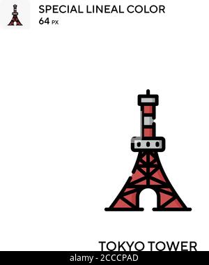 Tokyo Tower icône de couleur spéciale lineal. Modèle de conception de symbole d'illustration pour élément d'interface utilisateur Web mobile. Pictogramme moderne de couleur parfaite sur le strok modifiable Illustration de Vecteur