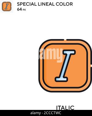 Italique icône de couleur de ligne spéciale. Modèle de conception de symbole d'illustration pour élément d'interface utilisateur Web mobile. Pictogramme moderne de couleur parfaite sur contour modifiable. Illustration de Vecteur