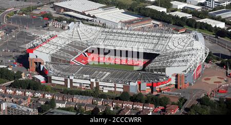 Vue aérienne du stade Old Trafford du Manchester United FC Banque D'Images