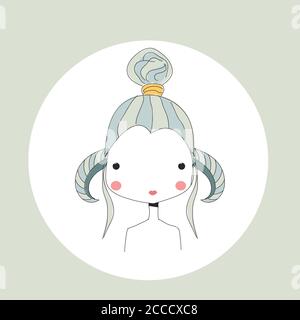 Horoscope Bélier signe, tête de fille, illustration vectorielle Illustration de Vecteur