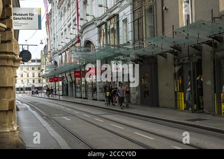 Graz, Autriche. Août 2020. Vue extérieure du palais du musée d'histoire dans le centre-ville Banque D'Images