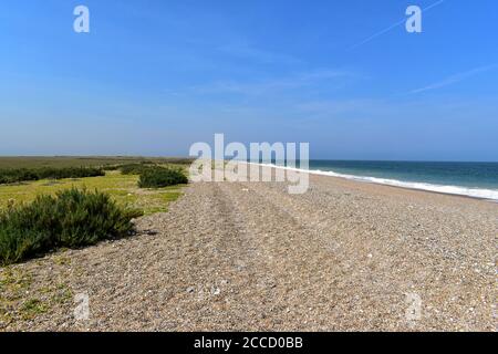 La plage de galets à Blakeney point. Banque D'Images