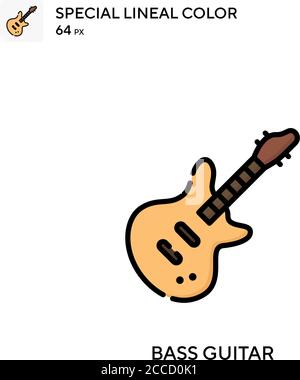 Guitare basse icône de couleur de ligne spéciale. Modèle de conception de symbole d'illustration pour élément d'interface utilisateur Web mobile. Pictogramme moderne de couleur parfaite sur le strok modifiable Illustration de Vecteur