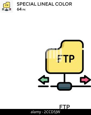 Icône de couleur de ligne spéciale FTP. Modèle de conception de symbole d'illustration pour élément d'interface utilisateur Web mobile. Pictogramme moderne de couleur parfaite sur contour modifiable. Illustration de Vecteur