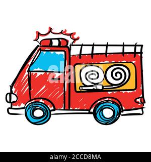 Icône de jouet d'enfant de camion d'incendie. Illustration vectorielle. Jouet pour voiture pour garçon Illustration de Vecteur