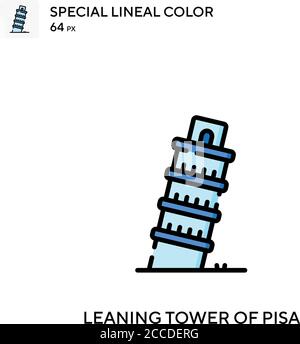 Tour penchée de pise icône de couleur spéciale de lineal. Modèle de conception de symbole d'illustration pour élément d'interface utilisateur Web mobile. Pictogramme moderne de couleur parfaite lors de l'édition Illustration de Vecteur