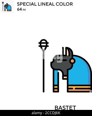Icône de couleur de ligne spéciale Bastet. Modèle de conception de symbole d'illustration pour élément d'interface utilisateur Web mobile. Pictogramme moderne de couleur parfaite sur contour modifiable. Illustration de Vecteur