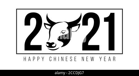 Signe de zodiaque de Bull avec le nombre dans le cadre isolé sur fond blanc. Bonne année chinoise 2021. Illustration vectorielle. SPE 10. Illustration de Vecteur