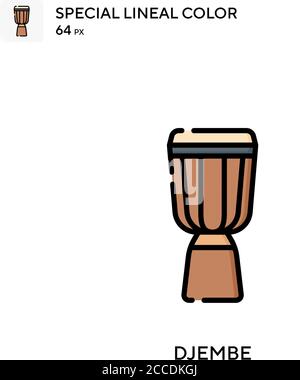 Icône de couleur de ligne spéciale djembe. Modèle de conception de symbole d'illustration pour élément d'interface utilisateur Web mobile. Pictogramme moderne de couleur parfaite sur contour modifiable. Illustration de Vecteur