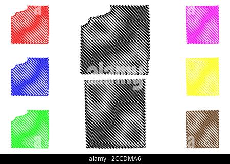 Henry et Iroquois County, Illinois (comté des États-Unis, États-Unis d'Amérique, États-Unis, États-Unis) carte illustration vectorielle, scribble sketch Henry et Iroquois Illustration de Vecteur