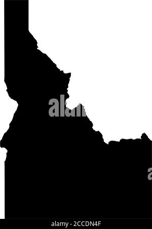 Idaho, État des États-Unis - carte silhouette noire unie de la région. Illustration simple à vecteur plat. Illustration de Vecteur