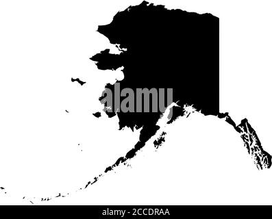 Alaska, État des États-Unis - carte silhouette noire unie de la région du pays. Illustration simple à vecteur plat. Illustration de Vecteur