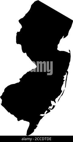 New Jersey, État des États-Unis - carte de silhouette noire unie de la région du pays. Illustration simple à vecteur plat. Illustration de Vecteur