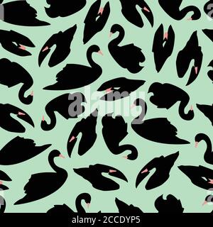 Motif sans couture Swan sur fond menthe, illustration vectorielle Illustration de Vecteur