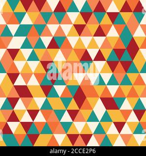 Motif géométrique sans couture avec triangles colorés, design rétro, illustration vectorielle Illustration de Vecteur