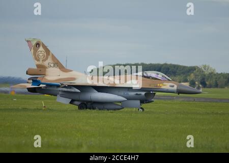 Nörvenich Allemagne août 20 2020: Forces aériennes israéliennes F-16 Barak visite de la base aérienne de Nörvenich pour des exercices et un vol commémoratif. Banque D'Images