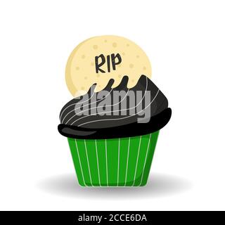 Cupcake d'Halloween, Recettes POUR HALLOWEEN. DESSERTS. Éléments isolés .Illustration vectorielle. Illustration de Vecteur