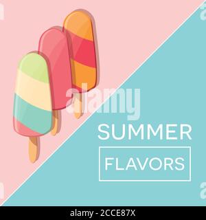 Affiche d'été typographique moderne avec crème glacée et éléments géométriques, illustration vectorielle Illustration de Vecteur