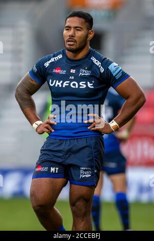 21 août 2020 ; AJ Bell Stadium, Salford, Lancashire, Angleterre ; Rugby anglais de Premiership, sale Sharks versus Exeter Chiefs ; Manu Tuilagi of sale Sharks Credit: Action plus Sports Images/Alay Live News Banque D'Images