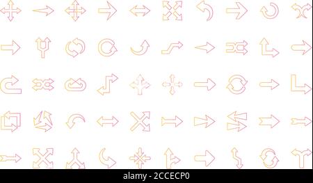 Flèches dégradé style 50 Icon Set conception de la toile de direction Illustration vectorielle du thème avant et de l'infographie Illustration de Vecteur