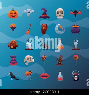 lot de vingt-cinq icônes de la série halloween dessin vectoriel d'illustration Illustration de Vecteur