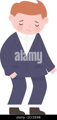 triste homme d'affaires personnage de dessin animé icône isolé fond blanc illustration vectorielle Illustration de Vecteur