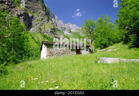 Chalet alpin à Cormet de Roselend Banque D'Images