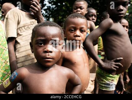 Tribu pygmée de Baka à Bayanga. Réserve forestière de Dzanga-Sanha, République centrafricaine Banque D'Images