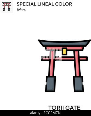 Porte torii icône de couleur spéciale de lineal. Modèle de conception de symbole d'illustration pour élément d'interface utilisateur Web mobile. Illustration de Vecteur