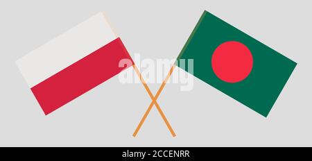 Drapeaux croisés du Bangladesh et de la Pologne. Couleurs officielles. Proportion correcte. Illustration vectorielle Illustration de Vecteur