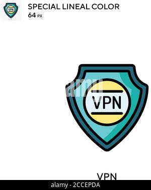 Icône de couleur de ligne spéciale VPN. Modèle de conception de symbole d'illustration pour élément d'interface utilisateur Web mobile. Illustration de Vecteur