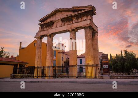 Athènes, Grèce - 03 octobre, 2018 : Vestiges d'Agora romaine dans la vieille ville d'Athènes, Grèce. Banque D'Images