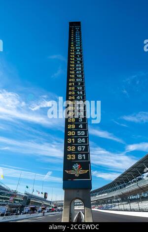 Indianapolis, Indiana, États-Unis. 21 août 2020. Le circuit automobile d'Indianapolis accueille le Indianapolis 500 à Indianapolis, Indiana. Credit: Walter G Arce SR Grindstone Medi/ASP/ZUMA Wire/Alay Live News Banque D'Images