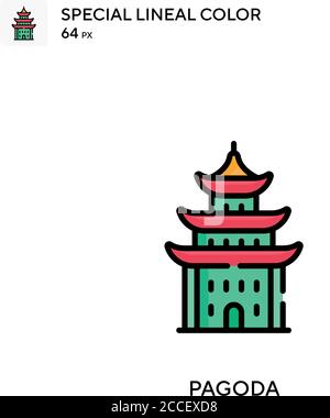 Icône de couleur spéciale de ligne Pagoda. Modèle de conception de symbole d'illustration pour élément d'interface utilisateur Web mobile. Illustration de Vecteur