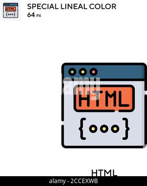 HTML icône de couleur de ligne spéciale. Modèle de conception de symbole d'illustration pour élément d'interface utilisateur Web mobile. Illustration de Vecteur
