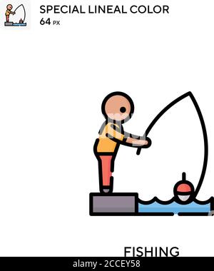 Pêche icône de couleur spéciale de lineal. Modèle de conception de symbole d'illustration pour élément d'interface utilisateur Web mobile. Illustration de Vecteur