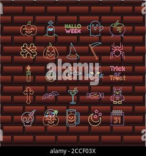 lot de vingt-cinq icônes de collection de jeux d'halloween illustration vectorielle conception Illustration de Vecteur