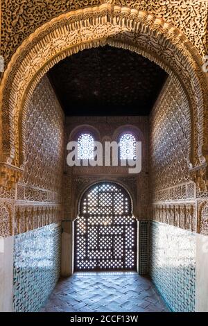 Grenade (Espagne), Alhambra, Palacios Nazaries, Palais Nasrid, salle des ambassadeurs Banque D'Images