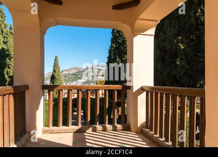 Espagne, Grenade, Alhambra, Partal, jardin, point de vue Banque D'Images