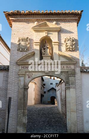 Espagne, Grenade, Albaicin, Monasterio de Santa Isabel la Real, monastère, portail Banque D'Images