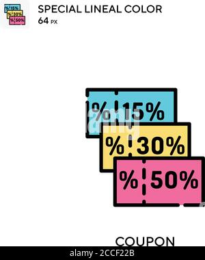 Coupon icône de couleur spéciale. Modèle de conception de symbole d'illustration pour élément d'interface utilisateur Web mobile. Illustration de Vecteur