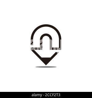 lettre n crayon en forme de ligne géométrique logo vecteur Illustration de Vecteur