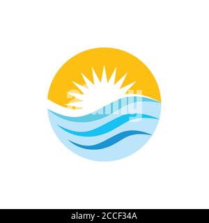 Vagues sun circle logo coloré vector Illustration de Vecteur