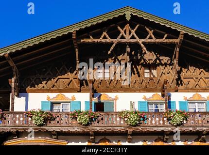 Hotel zur Post, Wallgau, Werdenfelser Land, haute-Bavière, Bavière, Allemagne Banque D'Images