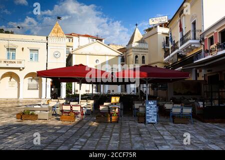 Tôt le matin, à St Marco square dans la ville de Zakynthos, Grèce. Banque D'Images