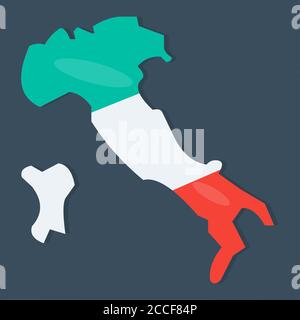 carte de l'italie avec drapeau national de l'italie à l'intérieur de l'illustration vectorielle Illustration de Vecteur