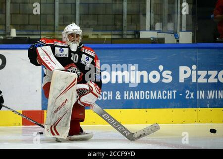 Winterthur, Suisse. 21 août 2020. Jeu convivial EHC Winterthur vs HC la Chaux de Fonds. Marco Mathis Goalie, EHC Winterthur.HC la Chaux de Fonds a gagné 6-2 après la première période terminée 0-0. (Photo de Sergio Brunetti/Pacific Press) crédit: Pacific Press Media production Corp./Alay Live News Banque D'Images