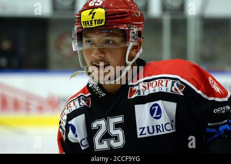 Winterthur, Suisse. 21 août 2020. Jeu convivial EHC Winterthur vs HC la Chaux de Fonds. ARI Birchler Defence, EHC Winterthur.HC la Chaux de Fonds a gagné 6-2 après la première période terminée 0-0. (Photo de Sergio Brunetti/Pacific Press) crédit: Pacific Press Media production Corp./Alay Live News Banque D'Images